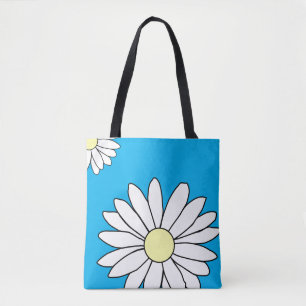 Shoulder Tote Bag - sommarblått Daisy Tygkasse