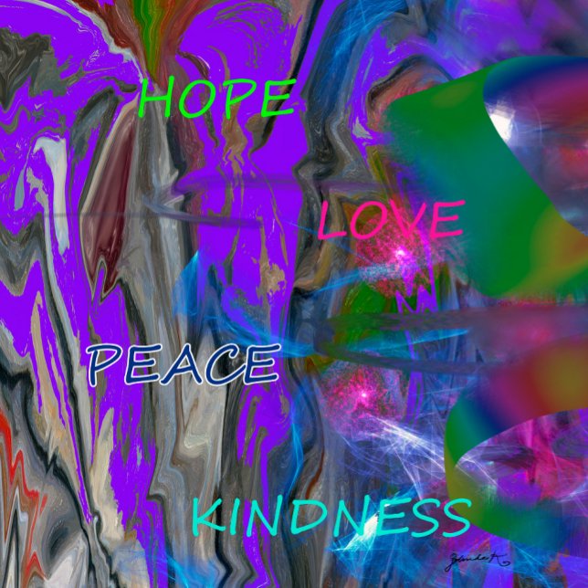 Shoulder Tote HOPE KÄRLEK PEACE KINDNESS Tygkasse (Skapare uppladdad)