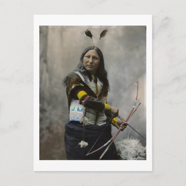 Shout at Oglala Sioux 1899 Indian Vykort (Framsida)