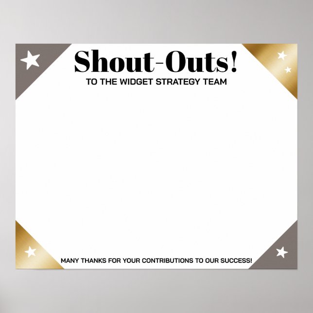Shout out board employee daily kudos post-its poster (Framsidan)