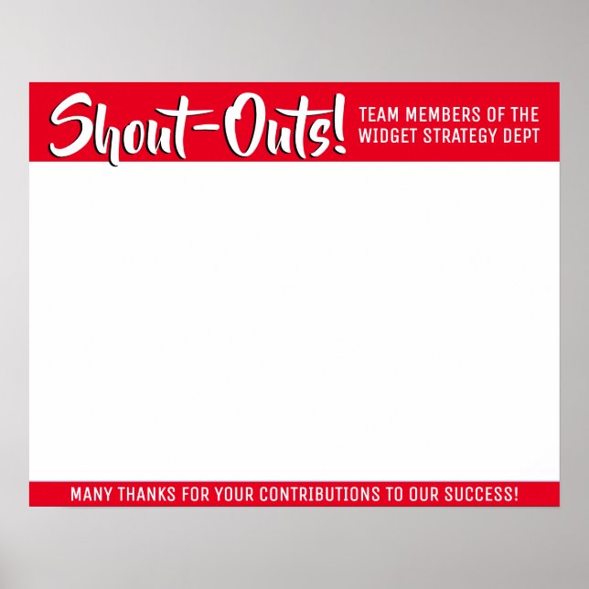 Shout out board employee daily kudos post-its poster (Framsidan)