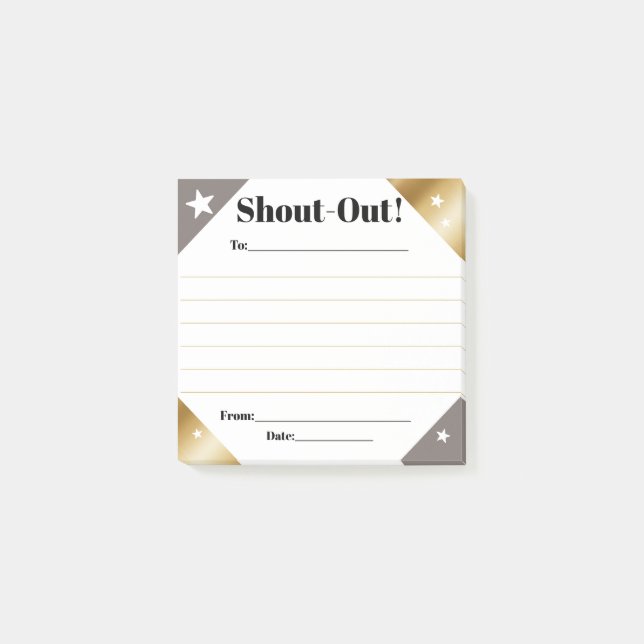 Shout out recognition employee daily kudos display post-it block (Framsida)