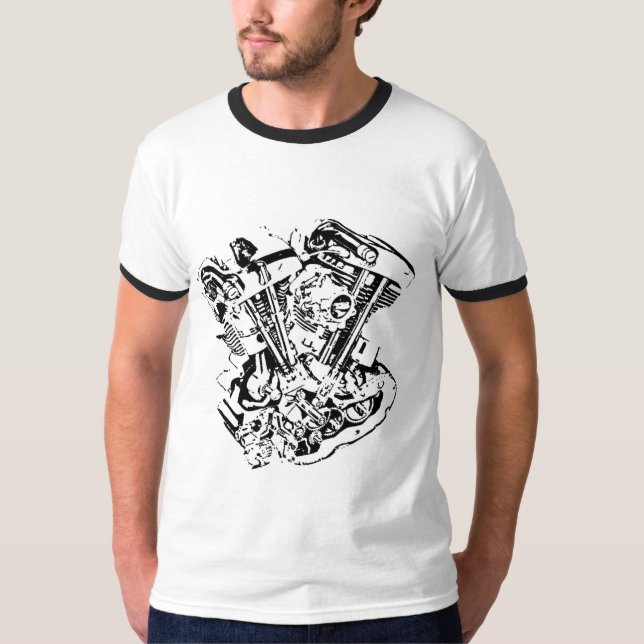 Shovel Engine Old School T Tee (Framsida)