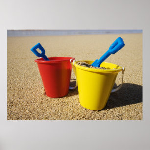 Shoveler och pajer på Sandy Beach Poster