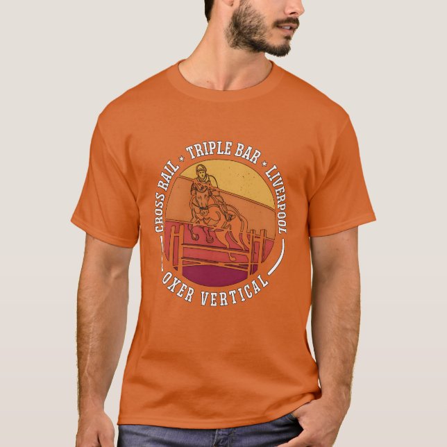 Show Jumping Cross Railriple Bar Retro Horses frie T Shirt (Framsida)
