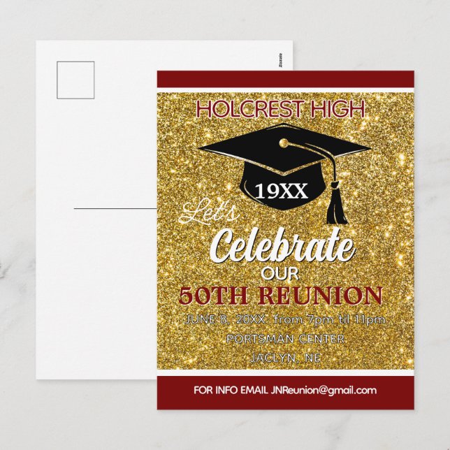 Show stopper Class Reunion invitation post card Helg Vykort (Fram/baksida)