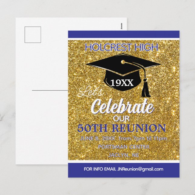 Show stopper Class Reunion invitation post card Helg Vykort (Fram/baksida)