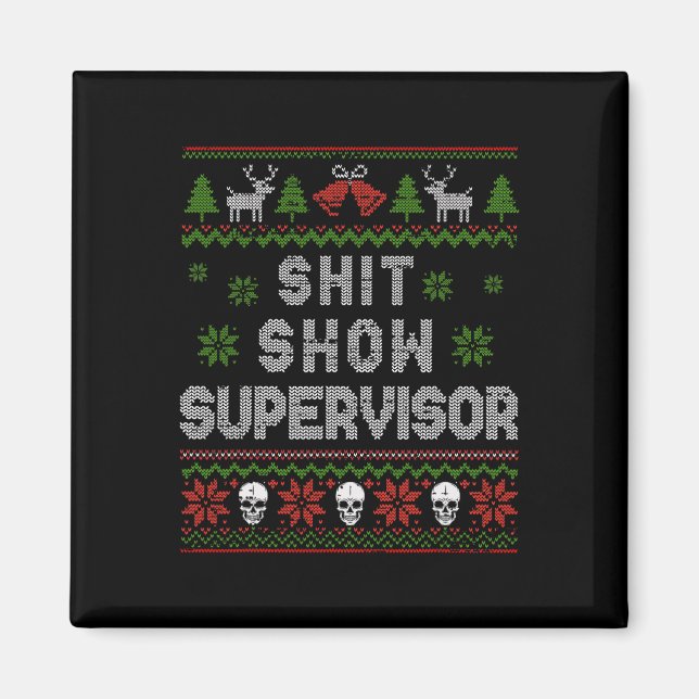 -show Supervisor jul Sweater Funny Ugly Julafton Magnet (Framsidan)
