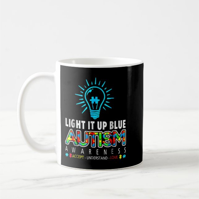 Show your support to autism mom, dad, grandpa, gra kaffemugg (Vänster)