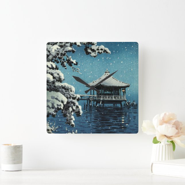 Showa Era, Winter av Tsuchiya Koitsu Fyrkantig Klocka (Hem)
