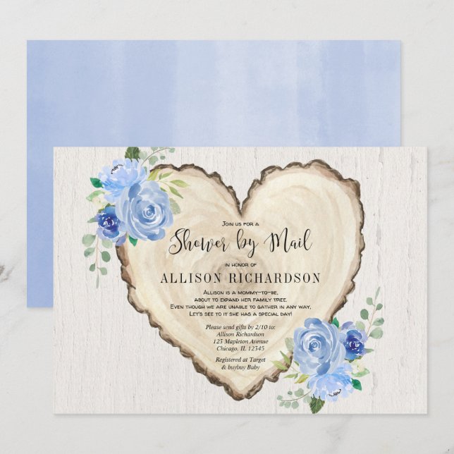 Showby mail Rustic Valentines day boy baby Inbjudningar (Fram/baksida)