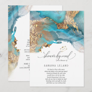 Showby Mail Teal and Guld Marcular Alcohol Bläck Inbjudningar
