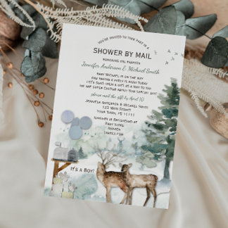 Shower by Mail Forest Boy Land Hjort Baby Shower Inbjudningar