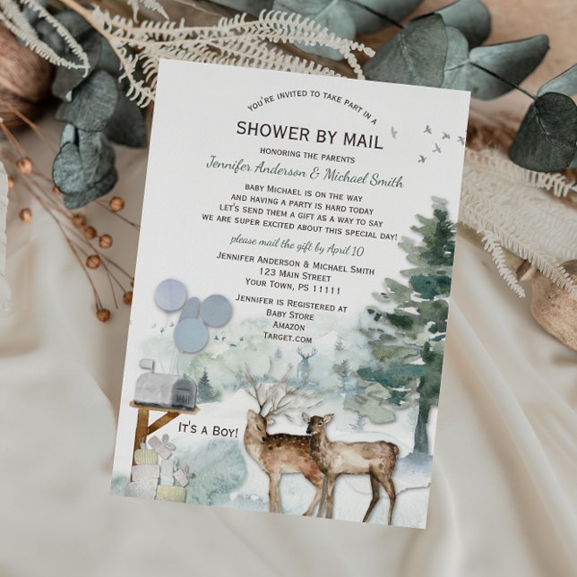 Shower by Mail Forest Boy Land Hjort Baby Shower Inbjudningar (Skapare uppladdad)