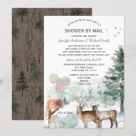 Shower by Mail Forest Woodland Girl Baby Inbjudningar