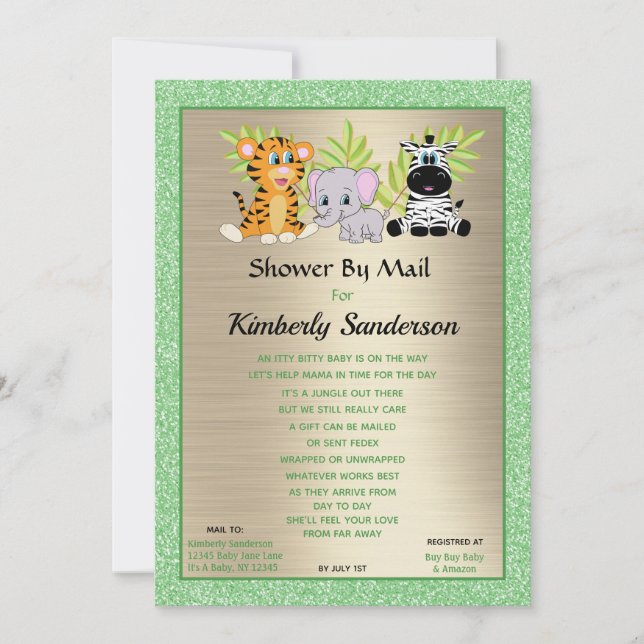 Shower by Mail Jungle Safari Gender Neutral Inbjudningar (Framsida)