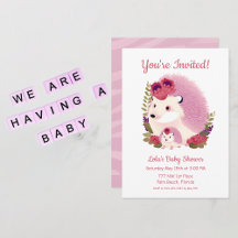 Shower-inbjudan - Mamma och Flicka Hedgehogs