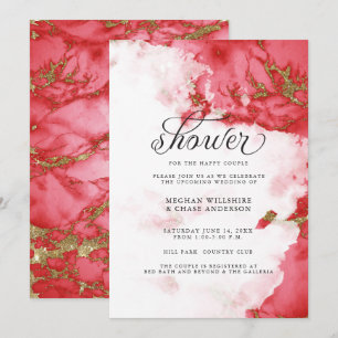 Shower Inbjudan   Modern koral Watercolor Geode
