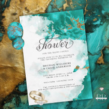 Shower Inbjudan | Modern turkos Watercolor Geode