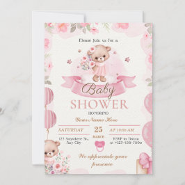 Shower-inbjudan till Beige och Brown Blommigt Flic Inbjudningar