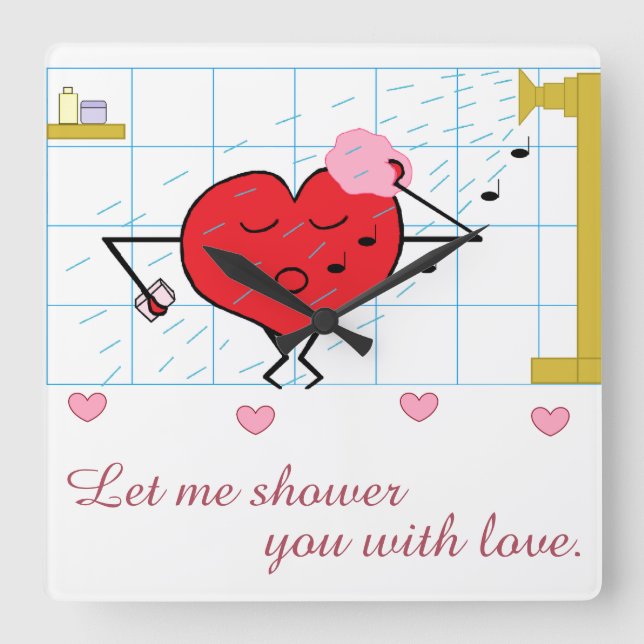 Shower Love:  Fyrkantig Klocka (Framsida)