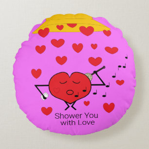 Shower of Hearts Fuchsia Rund Kudde