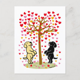 Shower of Hearts Gult and Black Labrador Couple Helg Vykort