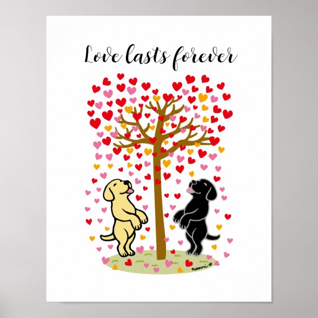 Shower of Hearts Gult and Black Labrador Couple Poster (Framsidan)
