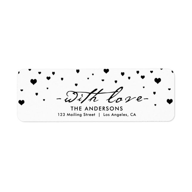 Shower of Hearts Modern Valentine Day Returadress Etikett (Framsidan)