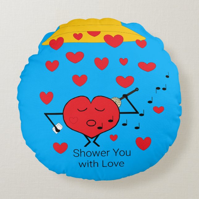 Shower of Hearts Mörk Turcos Rund Kudde (Framsidan)