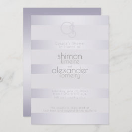 Shower | Violet Silver Shimmer Rand Monogram Inbjudningar