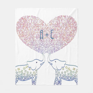 Shower W/ Ton Kärlek Cute Personlig Elephant Fleecefilt