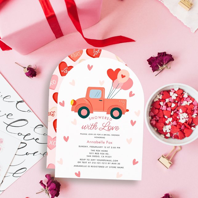 Showered with Love Pink Truck Bridal Shower Inbjudningar (Skapare uppladdad)
