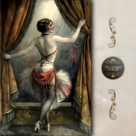 Showgirl Dancer with Gold curtains Decoupage