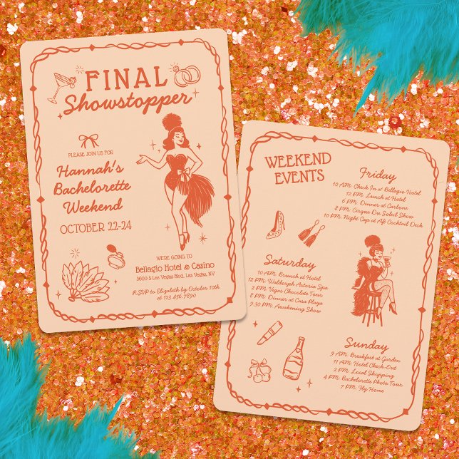 Showgirl Final Showpropp Bachelorette-inbjudan Inbjudningar (Skapare uppladdad)