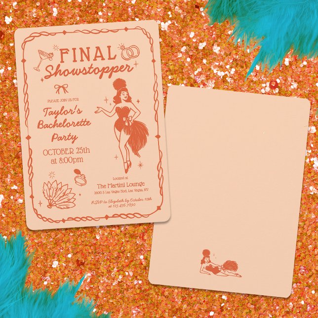 Showgirl Final Showstopper Bachelorette Invitation Inbjudningar (Skapare uppladdad)