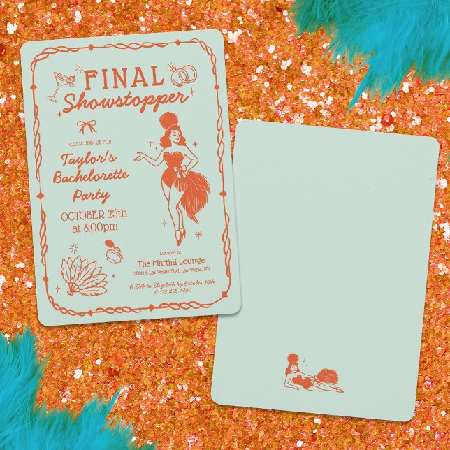 Showgirl Final Showstopper Bachelorette Invitation Inbjudningar (Skapare uppladdad)