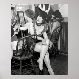 Showgirls bakom kulisserna, 1926. Gammalt foto Poster