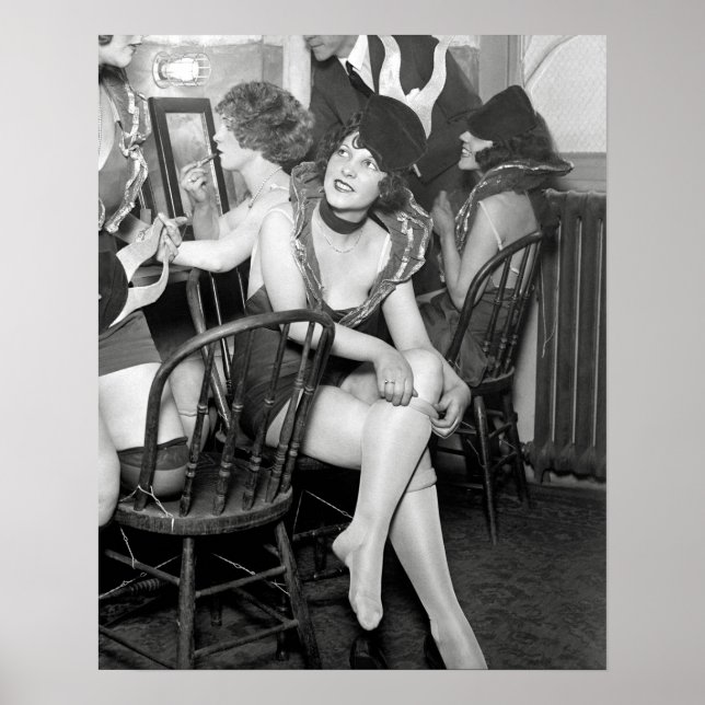 Showgirls bakom kulisserna, 1926. Gammalt foto Poster (Framsidan)