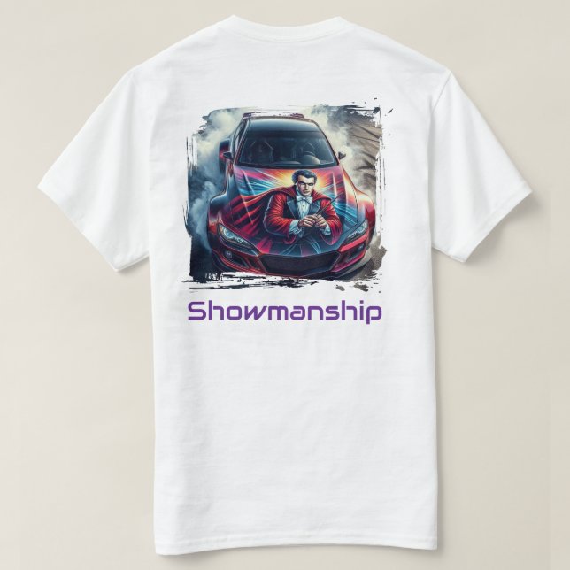 Showmanship Drift — Illusionist Wheel Burnout T Shirt (Design baksida)