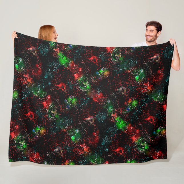 Showy färg-plåster under mörk och left-overmosaik fleecefilt (På plats)