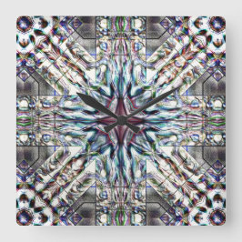 Showy struktur kaleidoscope i sandsilvret färg fyrkantig klocka