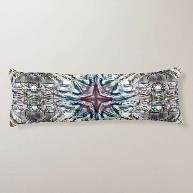 Showy struktur kaleidoscope i sandsilvret färg kroppskudde (Baksidan)