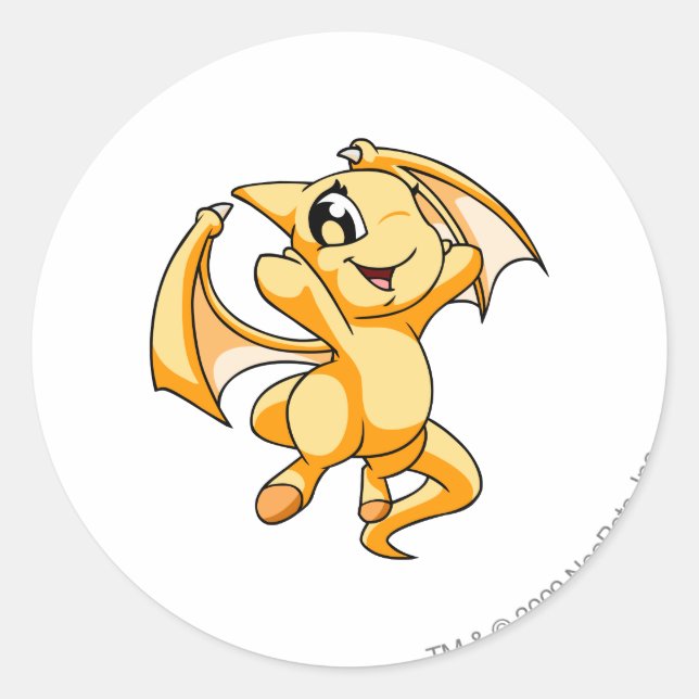 Shoyru Gult Runt Klistermärke (Framsida)