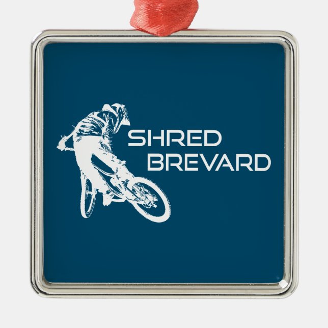 Shred Brevard North Carolina Mountain Biking Julgransprydnad Metall (Framsidan)