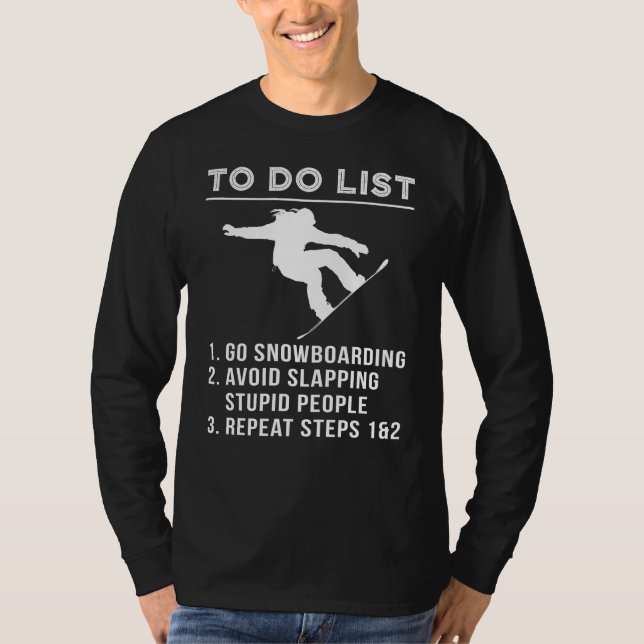Shred & Chuckle - Witty To-Do Snowboarding Tee for (Framsida)