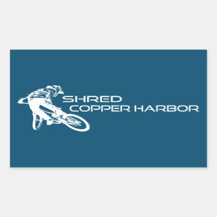 Shred Copper Harbor Michigan Mountain Biking Rektangulärt Klistermärke