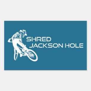 Shred Jackson Hål Wyoming Mountain Biking Rektangulärt Klistermärke