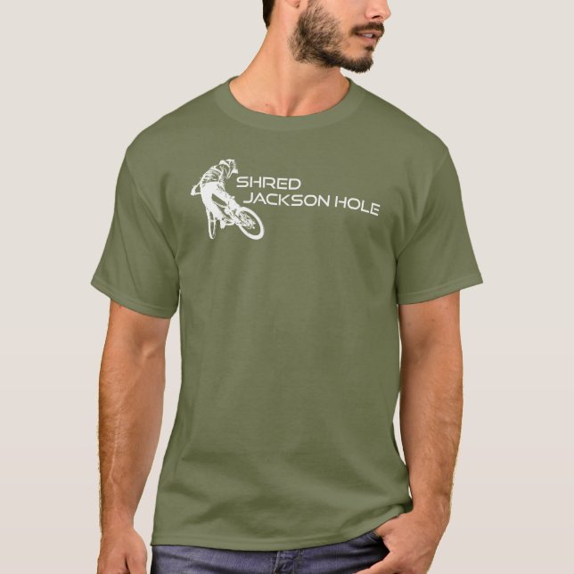 Shred Jackson Hål Wyoming Mountain Biking T Shirt (Framsida)