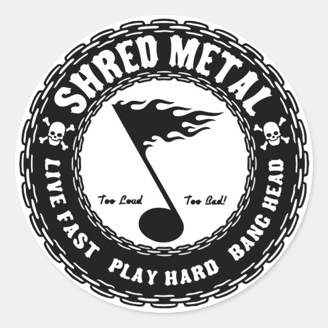 Shred Metall Runt Klistermärke (Framsida)